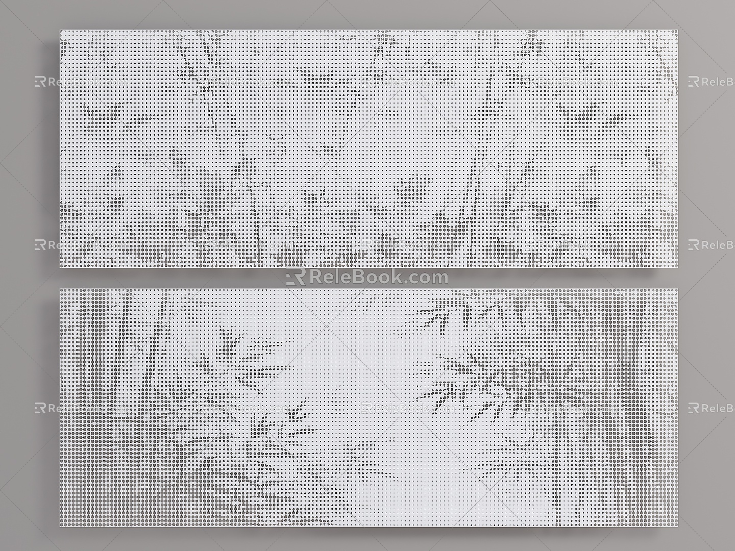 Modern Perforated Plate Landscape Painting Perforated Plate Bamboo Punched Background Wall Gradient Perforated Plate Ink Painting Plate Landscape Perforated Background Wall 3d model