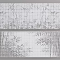 Bamboo Pattern Wall Background With Leaf And Stem Designs For Interior 3d model