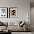 Modern Living and Dining Room Interior with Wall Mounted TV Leather Armchair and Green Plant
