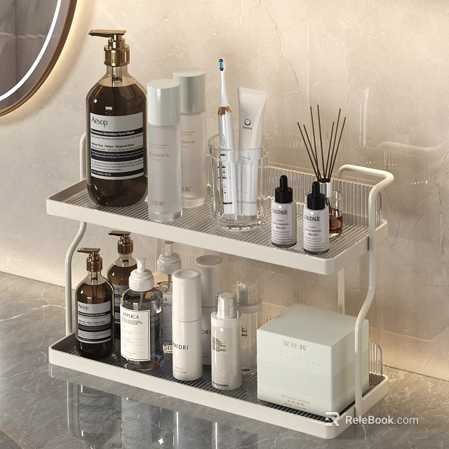 Organize Bathroom Essentials With 2 Tier Storage Rack 3d model 