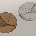 Comfortable Round Bean Bag Chair in Brown and Beige for Living Room Home Use
