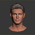 Realistic 3D Male Head Model With Detailed Facial Features And Short Dark Hair