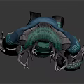 Mythical Creature Character With Green Antlers Teal Body And Glowing Arm Patterns In Aggressive Stance