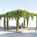 Green Leafy Pergola with Hanging Vines and Outdoor Seating Area for Relaxing