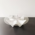 Modern Coffee Table With Starfish Shaped White Marble Base Transparent Glass Top Magazine On Top