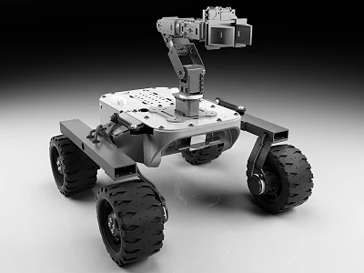 Industrial Mobile Robot With Mechanical Arm And Large Off Road Wheels 3d model