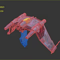 Futuristic Space Exploration Vehicle With Multiple Thrusters Red Gray Design And Transparent Cockpit