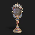 Egyptian Style Decorative Mirror With Golden Frame Skull Decorations And Colorful Base