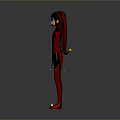 3D Character Design With Twin Pigtails Red Black Bodysuit And Long Limbs