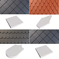 Assorted Color Roof Tiles Featuring Diamond Fish Scale And Scalloped Patterns 3d model