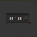 Modern Small House With Dark Roof Dark Walls Multiple Windows Wooden Porch And Red Steps