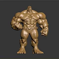 Golden Muscular Humanoid Statue With Detailed Physique And Shiny Surface