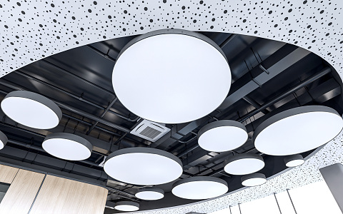 Modern ceiling pipe ceiling round lamp panel round soft film lamp air conditioning pipeline 3d model