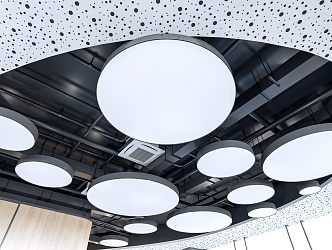 Modern ceiling pipe ceiling round lamp panel round soft film lamp air conditioning pipeline 3d model