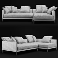 Modern Sectional Sofa with Neutral Beige Plush Cushions Multiple Pillows and Contemporary Design