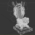 Ornate Golden Throne With Wing Shaped Armrests Black Seat And Blue Lightning Effects
