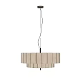 Modern Layered Chandelier With Fabric Shades And Soft Beige Tone For Home Decor
