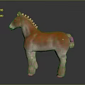 Realistic Orange And White Horse Model With Detailed Features On Grey Background