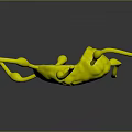 3D Rendered Biological Microorganism Model With Pink Core And Green Appendages On Black Surface