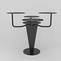 Black Modern Shelving Unit With Multiple Circular Shelves And Conical Base
