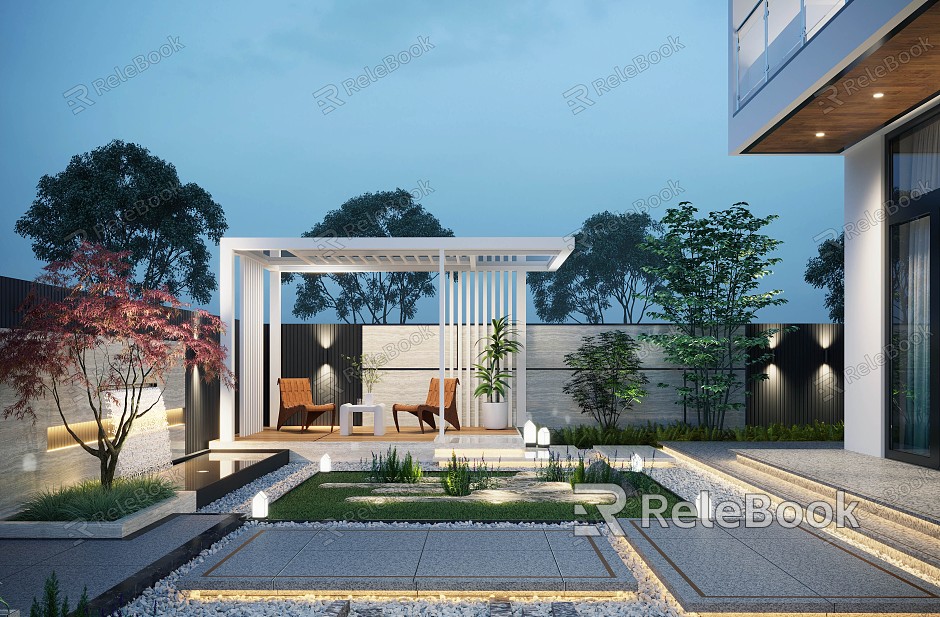 Modern courtyard courtyard landscape model