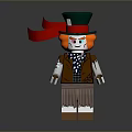 Lego Scarecrow Figure With Green Hat Red Scarf Brown Vest Striped Shirt And Straw Hem