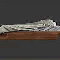 Mattress Display With White Sheet Cover And Wooden Base Structure Design