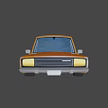 Orange Compact Car With Bright Headlights And Stylish Wheels In 3D Design
