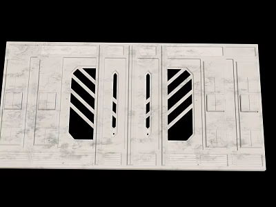 Industrial Equipment Metal Panel with Diagonal Striped Holes and Structural Design 3d model