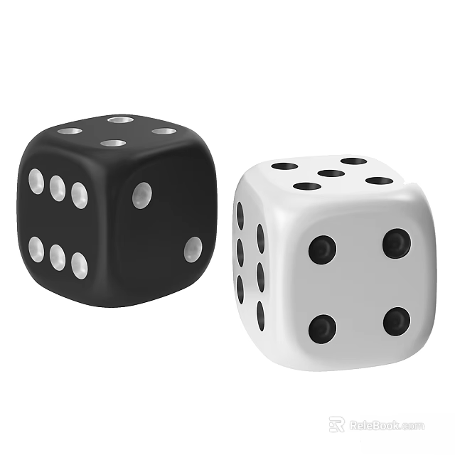 Black And White Dice Ornament Decoration Set For Home Tabletop Decor 3d model 