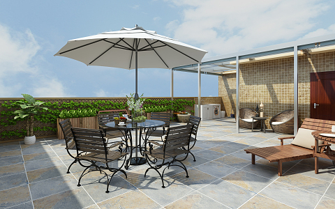 Modern Garden Balcony Roof Garden 3d model