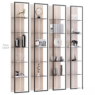 Modern Storage Cabinet Rack Shelf Closet Porro Book Decoration 3d model