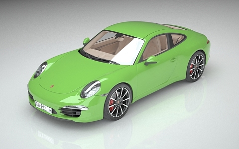 Green sports car Porsche sports car Sedan Car 3d model