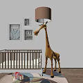 Adorable Unique Shaped Floor Lamp In Nursery Room With Baby Crib And Photo Frames