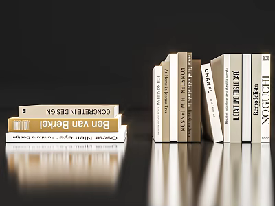 Decorative Book Ornament Set With Stacked And Upright Arrangement For Modern Home Decor 3d model