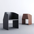 Two Modern Black And Brown Leisure Chairs With Geometric Design In Minimalist Interior