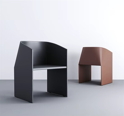 Two Modern Black And Brown Leisure Chairs With Geometric Design In Minimalist Interior 3d model
