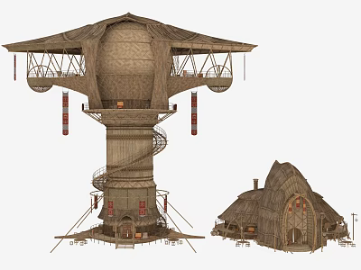 National Style Thatched House Art Thatched House Hotel 3d model