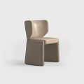 Modern Beige Leather Single Chair With Curved Backrest And Thick Legs