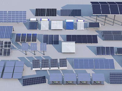 Different Types and Sizes of Solar Panels with Mounting Brackets for Daily Electrical Appliances 3d model