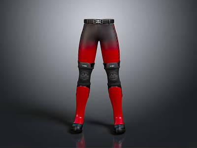 Red and Black Gradient Sports Pants with Knee Pads for Daily Living Essentials 3d model