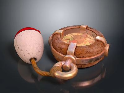 Traditional Handcrafted Tea Set With Copper Decorative Rings And Rope Ornaments 3d model