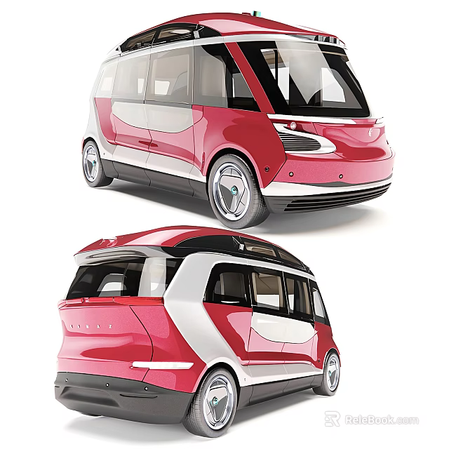 Modern Red And White Bus Exterior Design With Sleek Body And Large Windows 3d model 