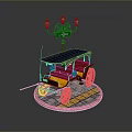 Detailed Vintage Carriage Model Display With Street Lamp Signpost And Platform