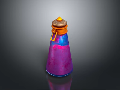 Decorative Glass Bottle For Daily Life With Purple Blue Gradient And Orange Lid 3d model