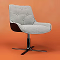 Comfortable Leisure Chair With Light Gray Upholstered Fabric Tufted Backrest And Metal Swivel Base