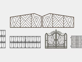 European-style gate iron fence 3d model