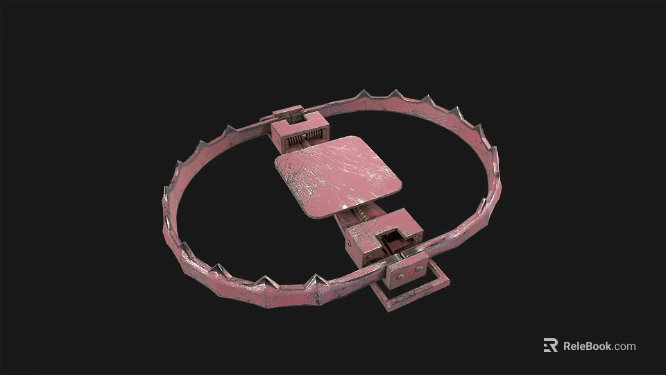 Pink Serrated Edge Mousetrap With Square Pedal For Home Use 3d model 