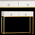 Modern White Dining Table With Gold Metal Legs And Drawer Design