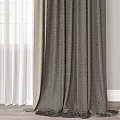 Elegant Gray Curtains With Herringbone Fabric And Sheer White Layers For Modern Home